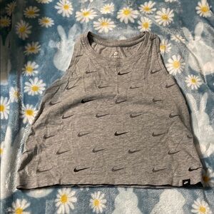 Nike Gray Tank Top with Black Swoosh Pattern
